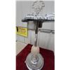 Image 4 : Vintage Chrome and Slag Glass Pedestal Smoking Stand with Four Ashtrays Art Deco