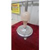 Image 5 : Vintage Chrome and Slag Glass Pedestal Smoking Stand with Four Ashtrays Art Deco