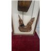 Image 2 : Carved Wood Sailing Ship Wall Art with Fabric Background in Shadow Box Frame 19 x 48" Mid Century