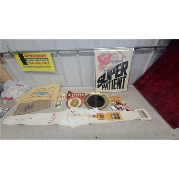 Berentzen Appel Liqueur Oversized Wristwatch Wall Clock, Biltrite Sign, and More