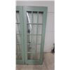 Image 2 : Pair of 15-Lite French Doors in Sage Green Paint Hinged Together 28 x 80" Each