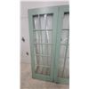 Image 3 : Pair of 15-Lite French Doors in Sage Green Paint Hinged Together 28 x 80" Each
