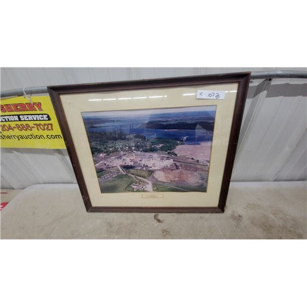 Framed Aerial Photograph of Abitibi Manitoba Paper Ltd., Pine Falls, Manitoba 25.6 x 21.6