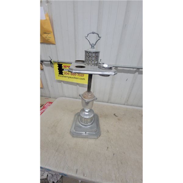 Vintage Art Deco Chrome Smoking Stand with Ashtray and Cigarette Holder 2 Cups Missing