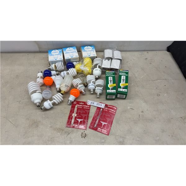 Assorted CFL Spiral Bulbs, Ge Halogen Bulbs, Alderbrook Frosted Bulbs, and More