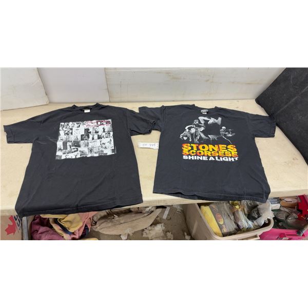 Rolling Stones Exile on Main St. and Shine a Light Black T-Shirts, Size Large
