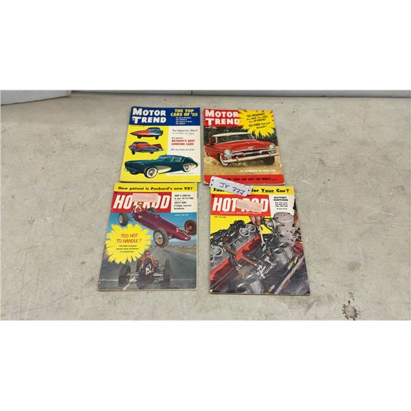Vintage 1955 Hot Rod and Motor Trend Magazines, Lot of Four Issues