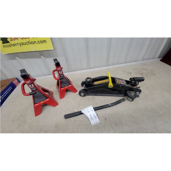 Black Jack 2-Ton Trolley Jack with Big Red 2-Ton Jack Stands