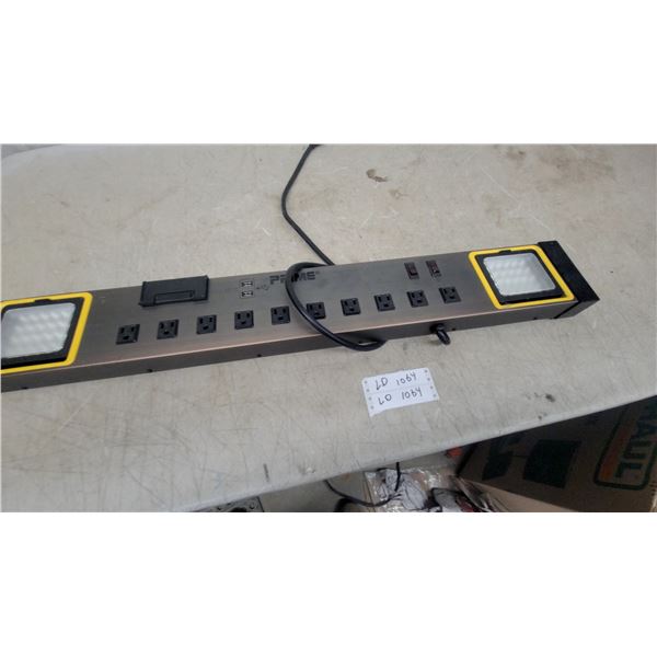 Prime 12-Outlet Power Strip with Dual USB Ports and LED Work Lights