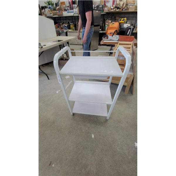 White Metal Three-Tier Rolling Utility Cart with Handles