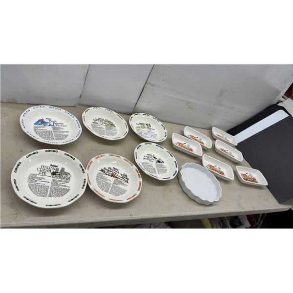 Watkins Recipe Pie Plates, White Scalloped Dish, and Decorative Baking Dishes
