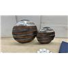 Image 2 : Pair of Metal Decorative Vases, Seagull Pewter Marble Trivet, and More