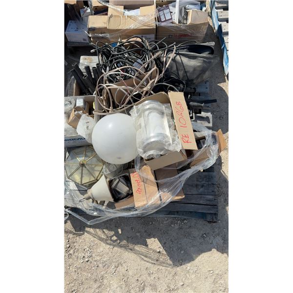 Pallet Lot of Light Fixtures, Misc Electrical and More