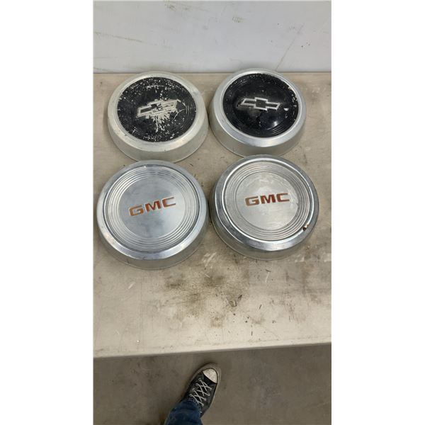Vintage Chevrolet and GMC Truck Hub Caps, Set of Four