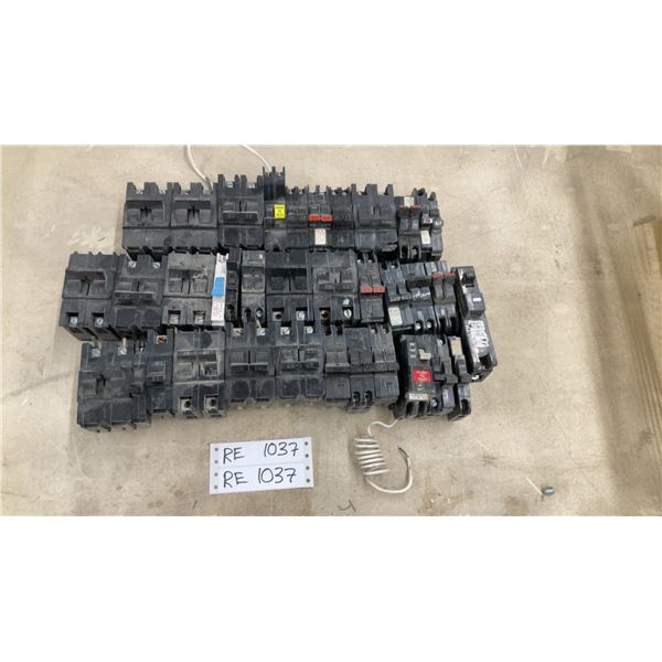 Lot of Federal Pacific Stab-Lok Circuit Breakers, 15 to 50 Amp, Single and Double Pole, and More