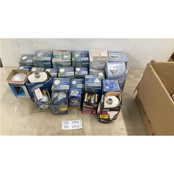 Assorted Incandescent and Halogen Light Bulbs, Various Wattages, Approximately 30 Pieces