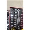 Image 5 : Red Metal Tool Box with Socket Set, Combination Wrenches, Hex Keys, and More