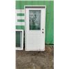 Image 1 : Exterior 2 Panel Steel Door w/Jam and Leaded Glass 36 x 79 x 1-3/4"