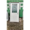 Image 1 : Exterior 2 Panel Steel Door w/Leaded Glass Window and Jam 36 x 79 x 1-3/4"