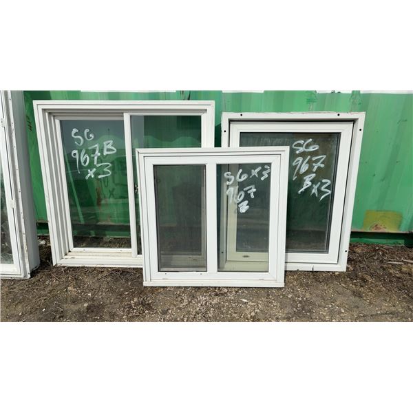 2 Double Pain Sliding Windows 36 x 35, 45 x 45-1/2 and Opening Tripple Pain 34-1/2 x 42-3/4