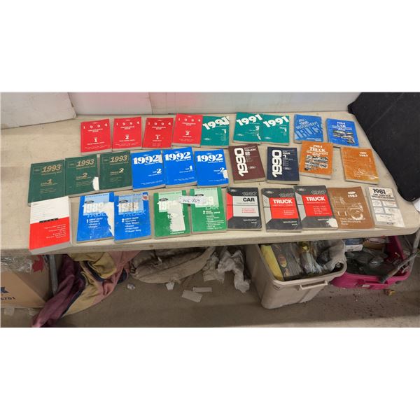Collection of Ford Specification Books, 1981-1994, Cars and Trucks, 30 and More Volumes
