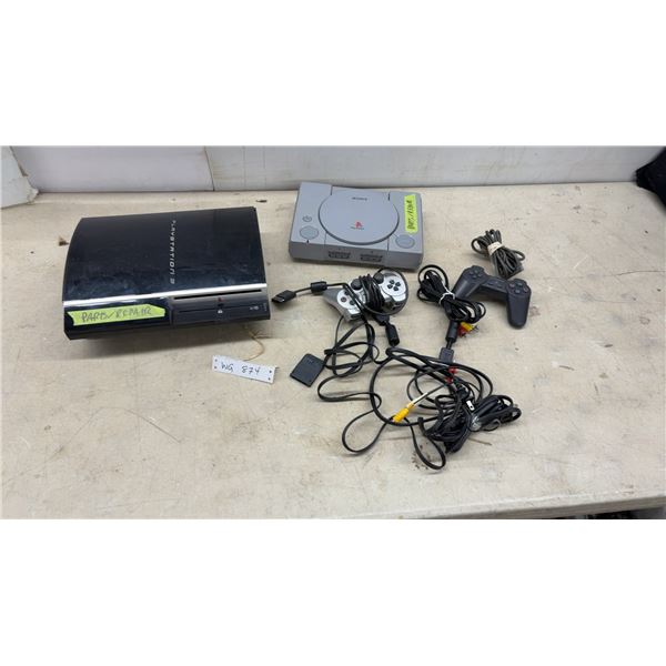 Sony PlayStation 3 and Original PlayStation Consoles with Controllers, Not Working, for
