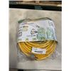 Image 1 : AS NEW 75FT YELLOW 3 OUTLET INDOOR OUTDOOR HEAVY DUTY LIGHTED 3 WIRE GROUNDED EXTENSION CORD 12AWG