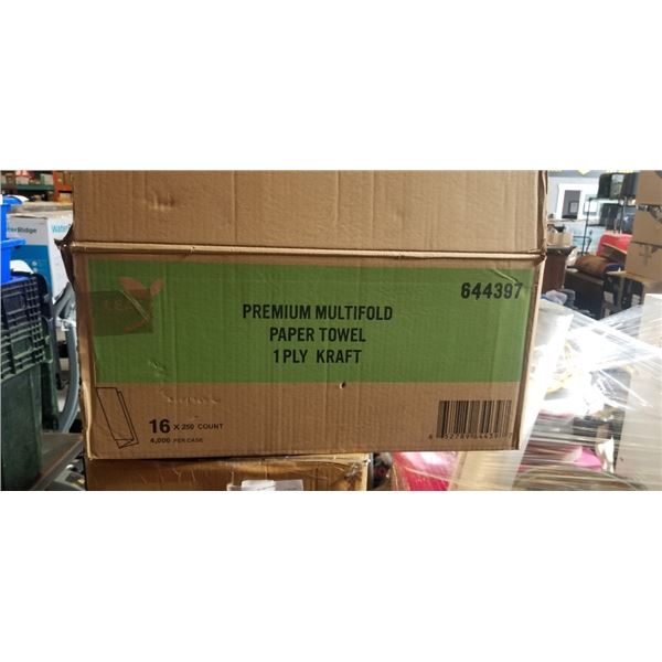 NEW CASE OF PREMIUM MULTI-FOLD PAPER TOWEL, 16 SLEEVES OF 250 TOWELS, 4000 TOTAL