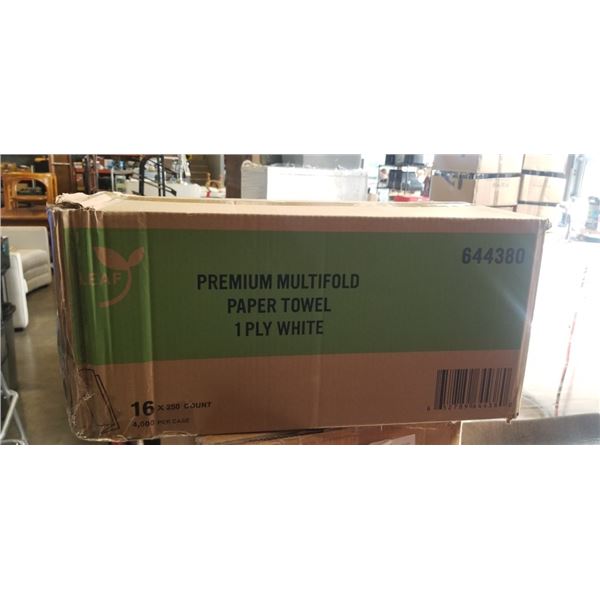 NEW CASE OF PREMIUM MULTIFOLD PAPER TOWL, 1 PLY WHITE