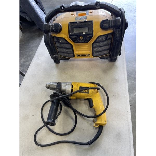 DEWALT JOBSITE RADIO AND ELECTRIC DRILL