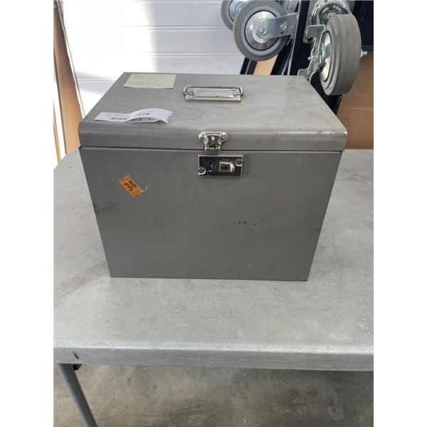 METAL LOCK BOX OF ASSORTED TOOLS