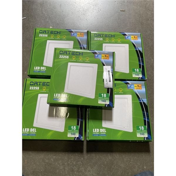 5 NEW ORTECH 9 INCH SQUARE LED FLUSH MOUNT CEILING LIGHTS