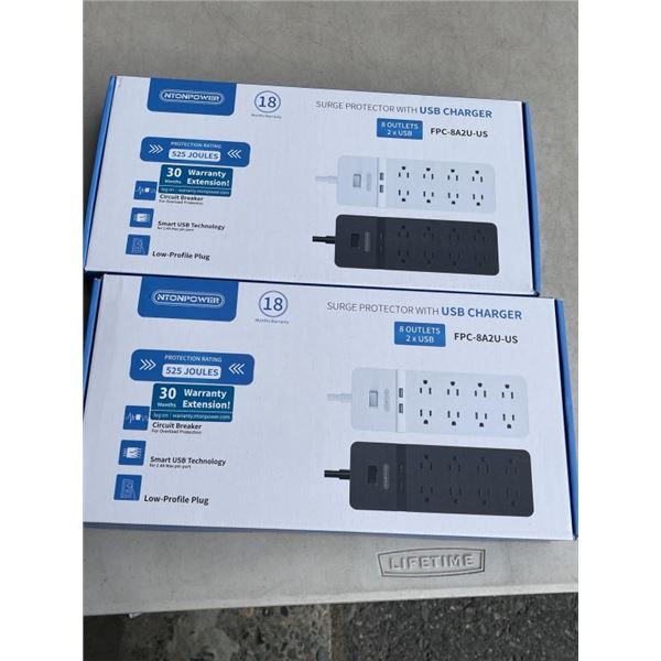 2 NEW 8 OUTLET POWER BARS WITH USB