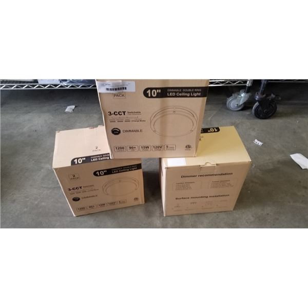 3 NEW 2 PACKS OF 10 INCH LED CEILING LIGHTS