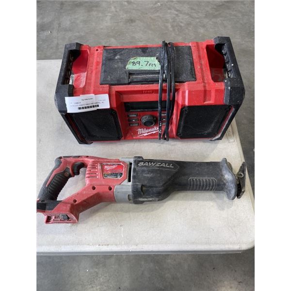 MILWAUKEE JOBSITE RADIO AND SAWSALL, NO BATTERIES