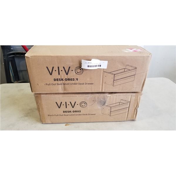 2 VIVO BLACK PULL OUT DUAL LEVEL UNDER DESK DRAWER SETS