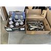 Image 2 : 4 BOXES OF MISC ITEMS - NEW LED LIGHTS, STAINLESS DRAWER PULLS, TEA TINS, ETC