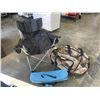 Image 1 : CAMO BAG FULL OF CAMPING INFLATABLES, HAMMOCKS, TENT AND CHAIR
