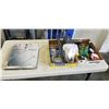 Image 1 : 2 TRAYS OF ASSORTED AUTOMTIVE SIGN HOLDERS, MIRRORS AND HAND TOOLS