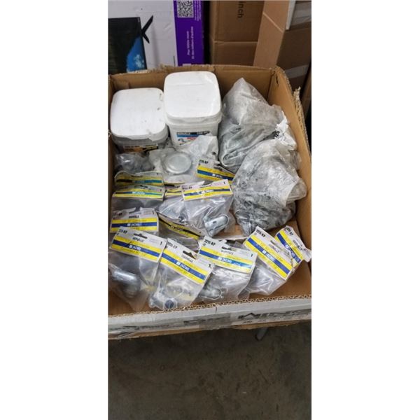 TRAY OF NEW ELEECTRICAL HARDWARE AND CONNECTORS