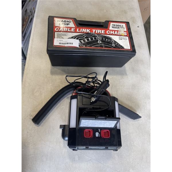 CABLE LINK TIRE CHAINS AND MINI CAR VACUUM