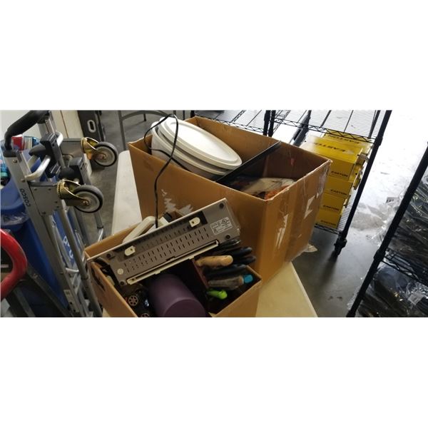 2 BOXES OF HOUSEHOLD INCLUDING SCOTCH LAMINATOR