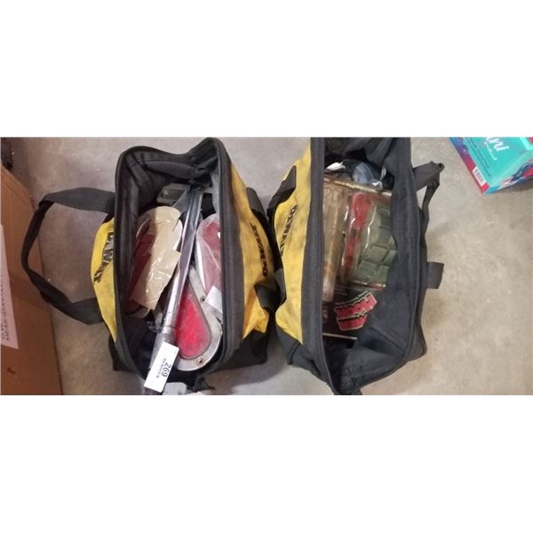 2 DEWALT TOOL BAGS WITH ASSORTED TOOLS AND SHOP CONTENTS