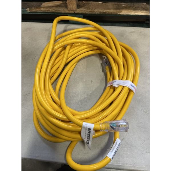 AS NEW 50FT YELLOW  INDOOR OUTDOOR HEAVY DUTY LIGHTED 3 WIRE GROUNDED EXTENSION CORD 10AWG