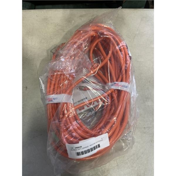 AS NEW 75FT ORANGE  INDOOR OUTDOOR HEAVY DUTY LIGHTED 3 WIRE GROUNDED EXTENSION CORD 16AWG
