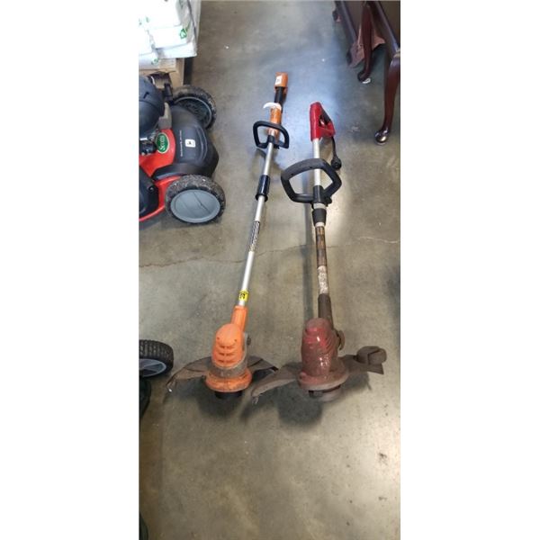 2 WEED WHACKERS. ONE FROM TORO ONE FROM LAWNMASTER. WORKING