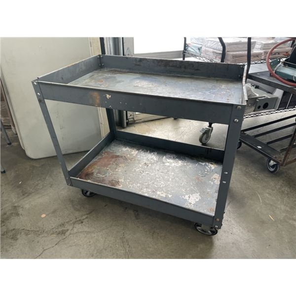 2 TIER METAL ROLLING WAREHOUSE CART