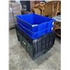 Image 1 : 5 LARGE STORAGE BINS, 2 BLACK ONES HAVE BUILT IN LIDS,