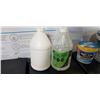 Image 2 : NEW PAIL OF FLOORING ADHESIVE, 2 JUGS OF HIGH DENSITY FOG LIQUID AND PAINT REMOVER