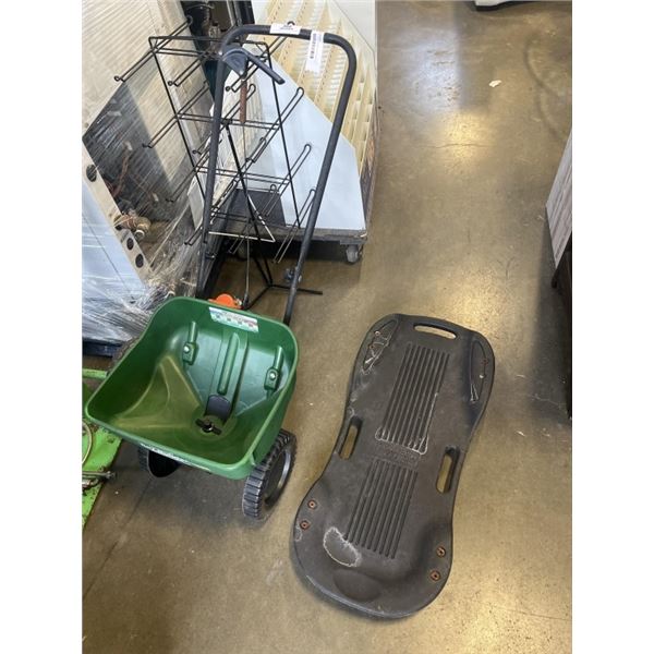 SCOTTS TURF BUILDER SEED SPREADER AND SHOP CRAWLER